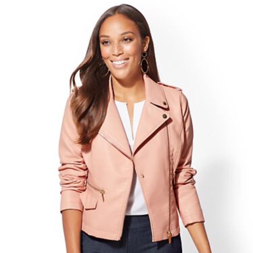 Faux Leather Collar Moto Jacket